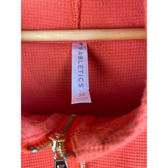 Fabletics Plus Burnt Sedona Lizzie Half Zip Waffle Knit Hoodie Pullover Size 3X - Picture 7 of 10